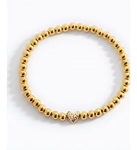 Mint & Lily Pave Heart Gold Beaded Bracelet