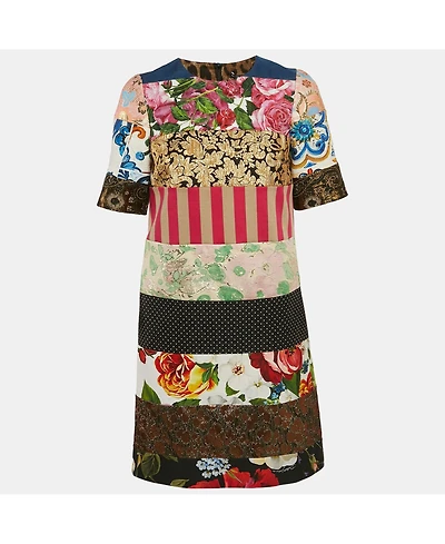 Pre-Owned Dolce & Gabbana Women's Multicolor Jacquard Panelled Mini Dress