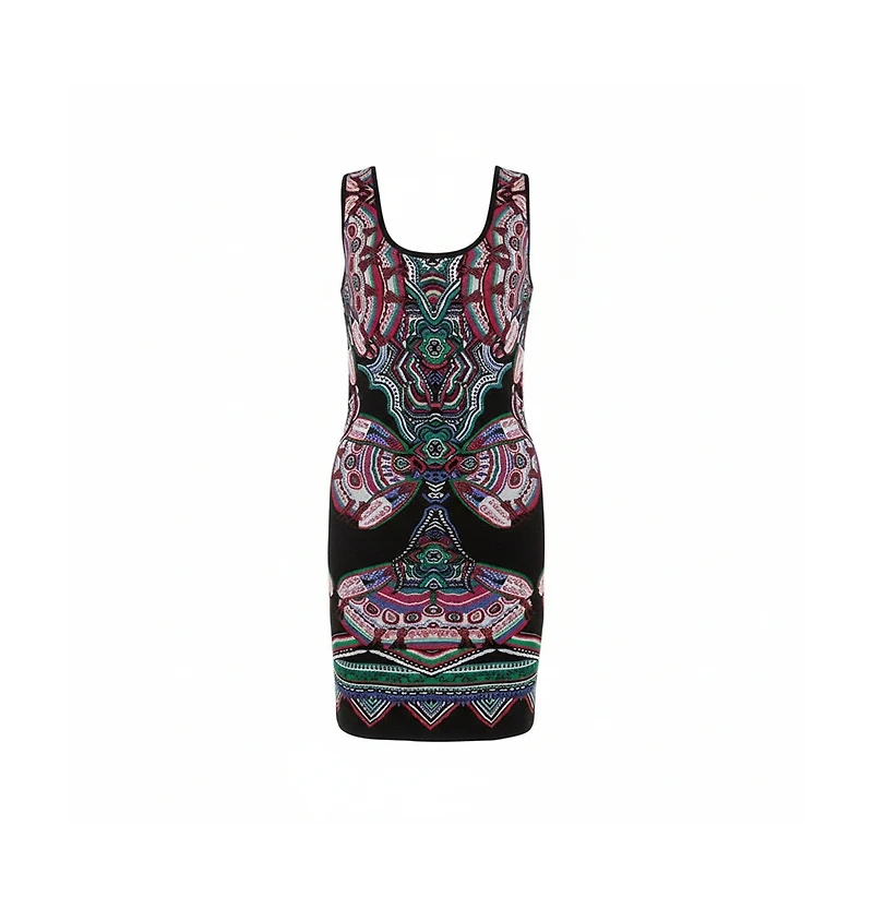 Pre-Owned Roberto Cavalli Women's Multicolor Lurex Jacquard Knit Sleeveless Dress
