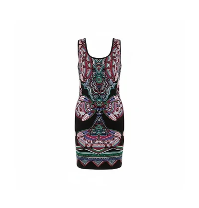 Pre-Owned Roberto Cavalli Women's Multicolor Lurex Jacquard Knit Sleeveless Dress