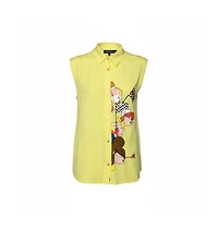 Pre-Owned Love Moschino Women's Yellow Printed Sleeveless Shirt