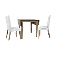 Jofran Eastern Tides Coastal Wire-Brushed Wood Three Piece Upholstered Dining Set