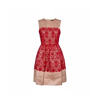 Pre-Owned Dolce & Gabbana Women's Beige Satin Lace Trim Detail Sleeveless Mini Dress