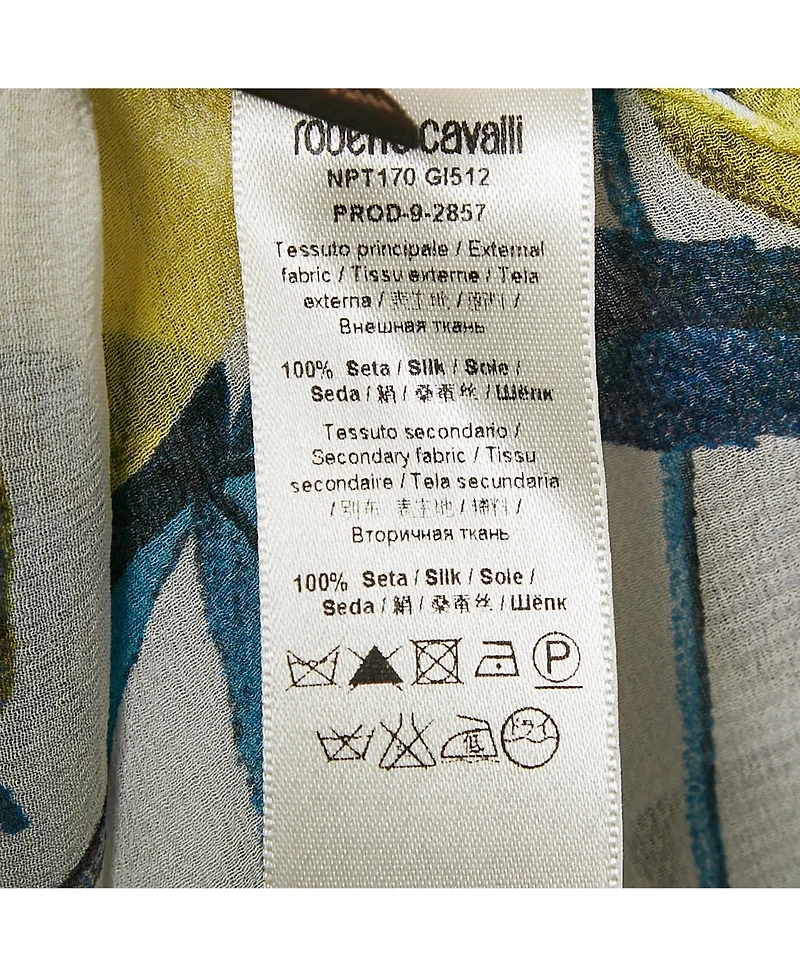 Pre-Owned Roberto Cavalli Women's Multicolor Floral Print Silk Ruffle Belted Dress