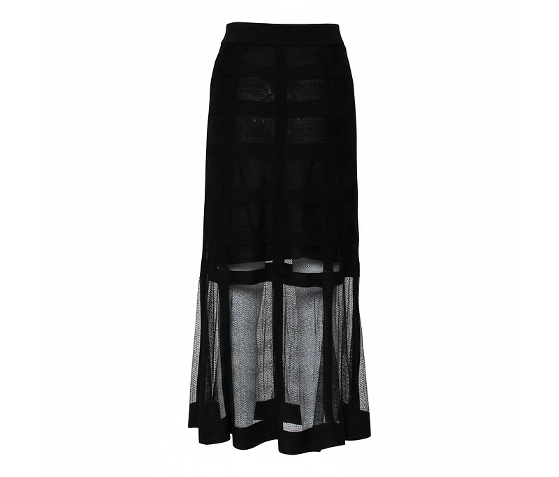Pre-Owned Alexander Mcqueen Women's Patterned Silk Knit Midi Skirt