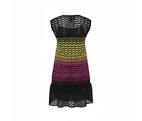 Pre-Owned Missoni Multicolor Perforated Knit Ruffle Detail Shift Dress