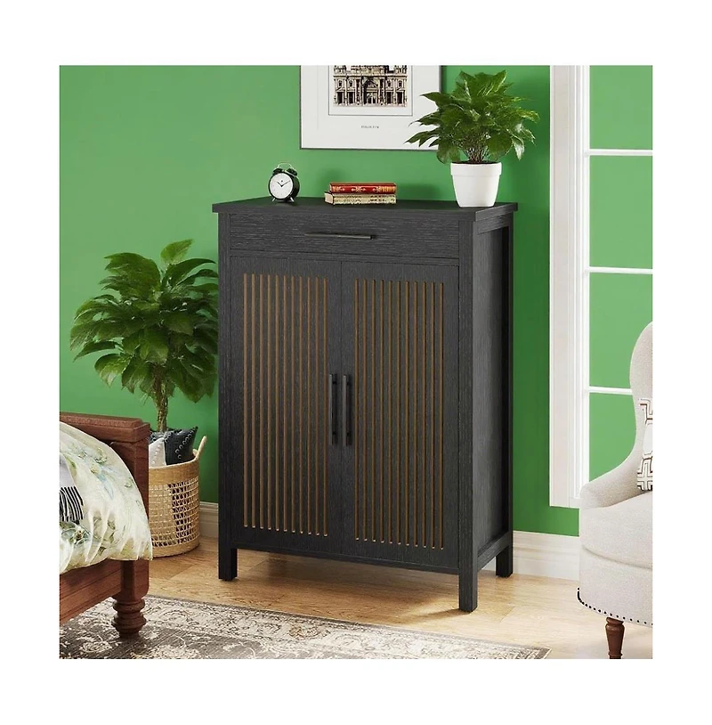 Slim Shoe Rack with Doors for Small Entryways
