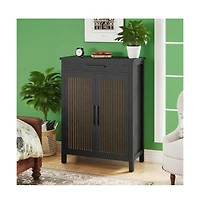 Slim Shoe Rack with Doors for Small Entryways