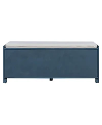 Streamdale Furniture Rustic Storage Bench with Cushion and Rattan Doors (Brown+Beige