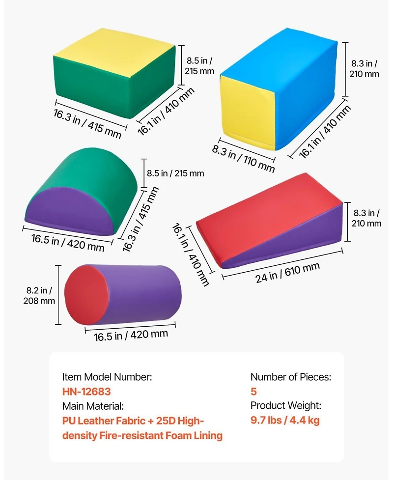 Hongge Foam Climbing Blocks Set 5-Piece Indoor Toddler Playset