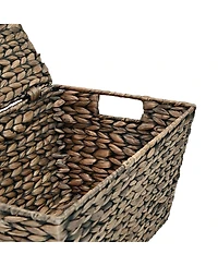 Happimess Wilder Classic Farmhouse Woven Hyacinth Rectangular Storage Baskets with Lids and Handles (Set of 2