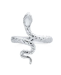 Bling Jewelry Boho Egyptian Serpent Snake Wrap Bypass Coil Band Ring Sterling Silver