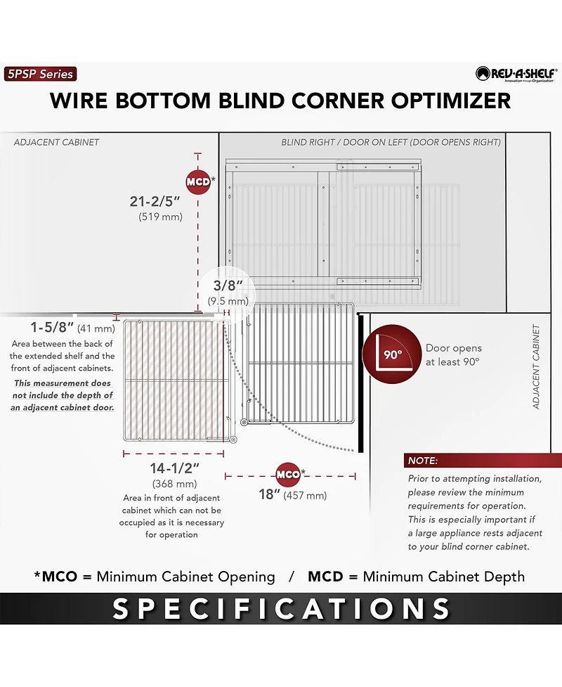 Rev-a-Shelf 18" Blind Corner Kitchen Cabinet Organizer w/ Soft-close, 5PSP-18SC-cr