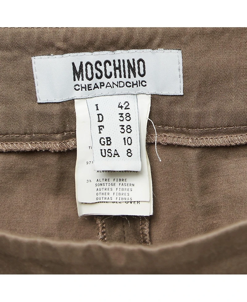 Pre-Owned Moschino Women's Cheap And Chic Brown Cotton Skinny Trousers