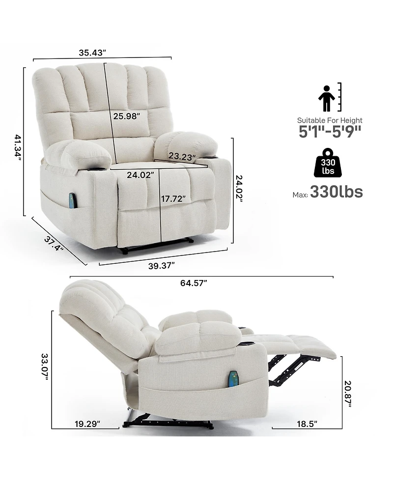 Sumyeg Massage Recliner Chair Sofa with Heating Vibration