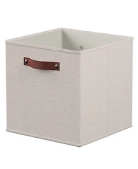 Ornavo Home 6 Pack Linen Fabric Kallax Storage Cube Bin with Faux Leather Handles