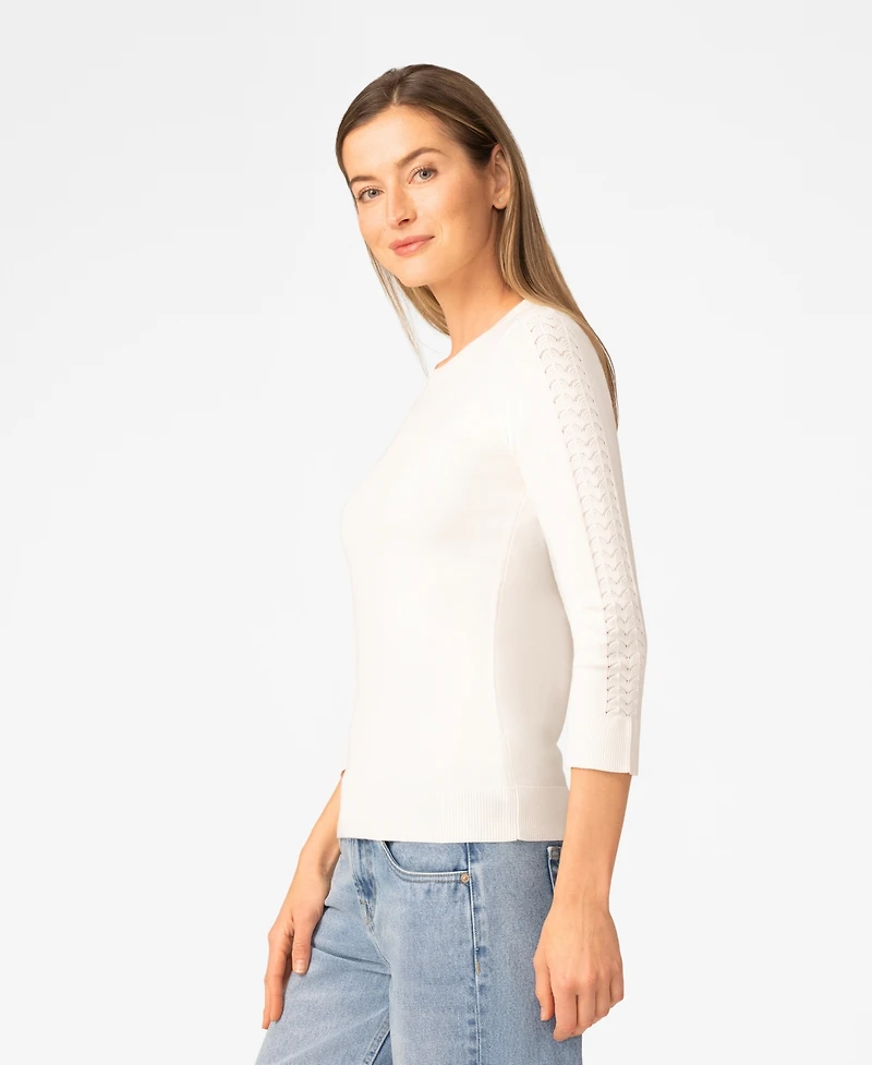 Melissa Paige Women's Pointelle 3/4-Sleeve Sweater
