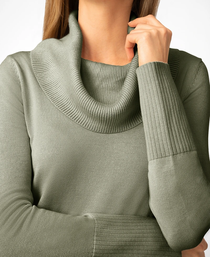 Melissa Paige Women's Rib Cowl Neck Tunic Sweater