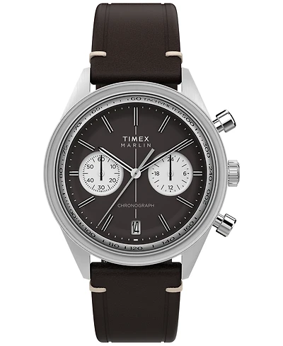 Timex Men's Chronograph Brown Leather Watch, 40mm