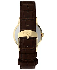 Timex Unisex Quartz Analog Brown Leather Watch, 34mm