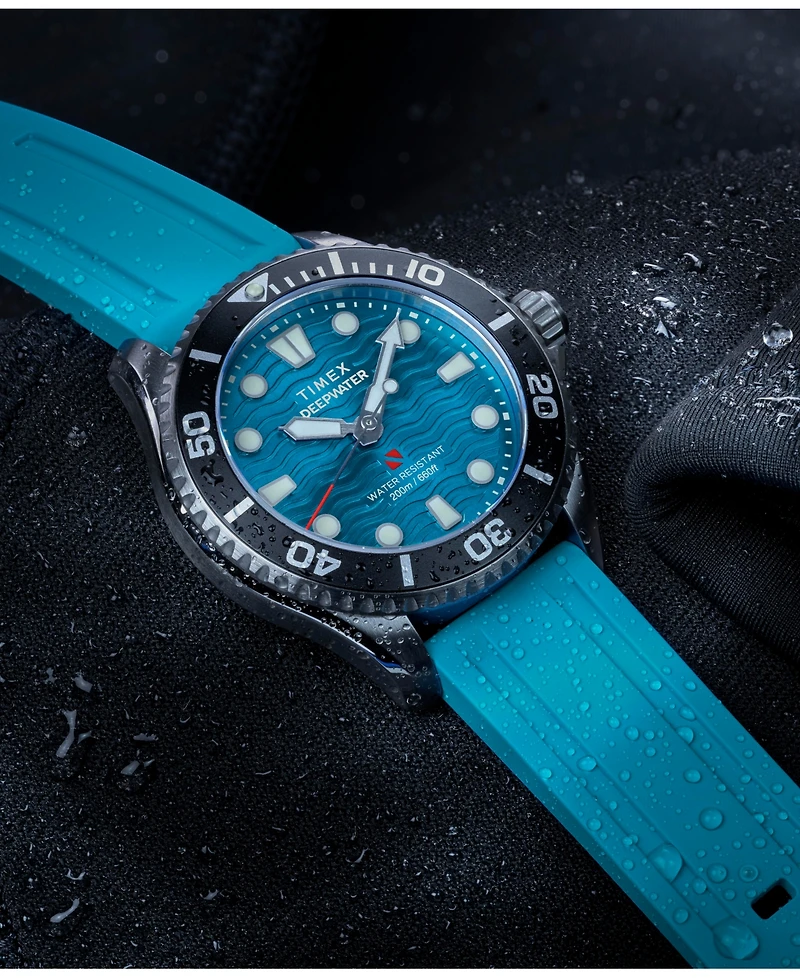 Timex Unisex Quartz Analog Blue Hnbr Rubber Watch, 38mm