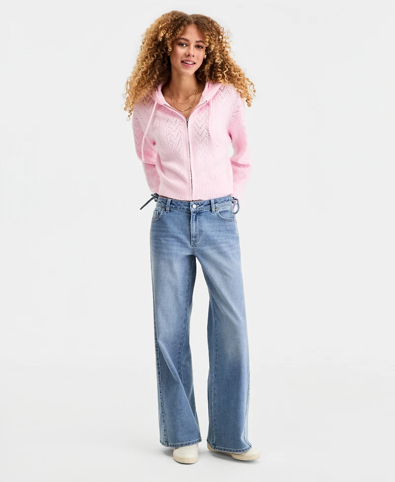 Celebrity Pink Juniors' Side Tie Wide-Leg Jeans
