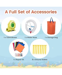 Hongge 5-in-1 Inflatable Water Slide Bounce House with Dual Slides, Splash Pool, and 735W Blower