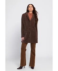 Elle Collection Women's Fuzzy Knit Coat Teddy