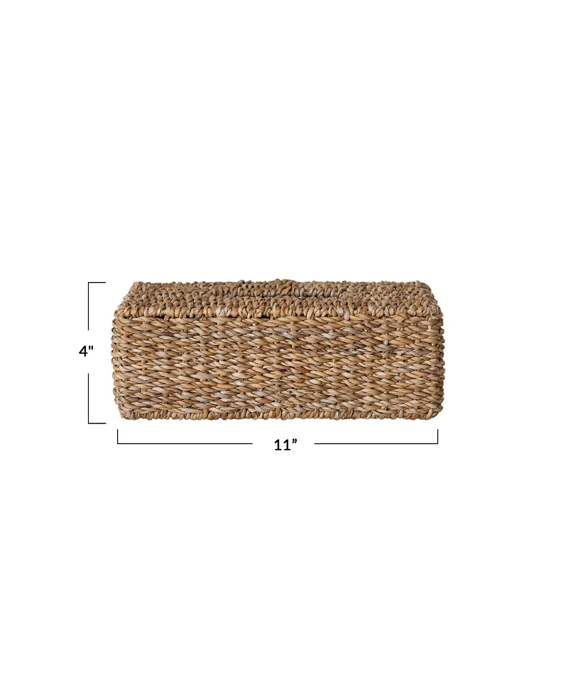 Storied Home Hand-Woven Seagrass Tissue Box Cover, Natural