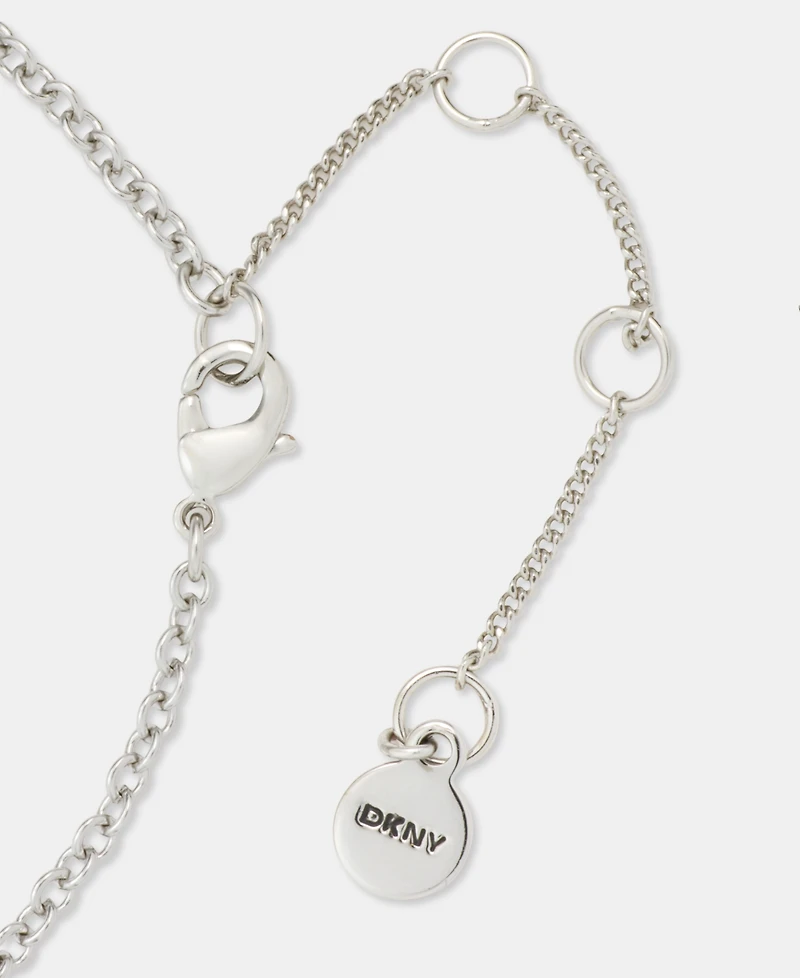 Dkny Two-Tone Puff Heart Pendant Necklace, 16" + 3" extender
