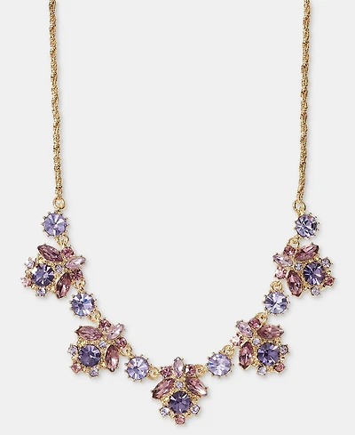 Marchesa Gold-Tone Mixed Crystal Cluster Statement Necklace, 16" + 3" extender