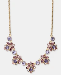 Marchesa Gold-Tone Mixed Crystal Cluster Statement Necklace, 16" + 3" extender
