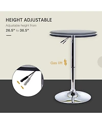 Homcom 25" Round Indoor Home Pub Bar Table Adjustable Bistro Counter Round Swivel Top