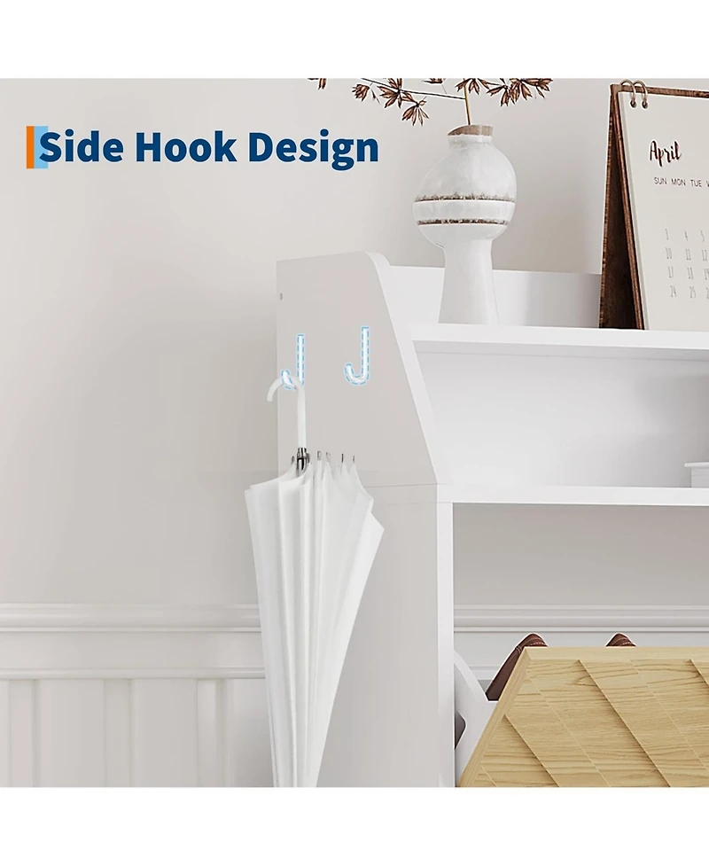 Shoe Cabinet with 3 Drawers, Slim Freestanding Shoe Storage Organizer, White Wood Grain Finish, Hidden Rack