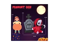 Mondawe 5 ft Inflatable Halloween Ghost Holding Sickle and Tombstone Yard Decor