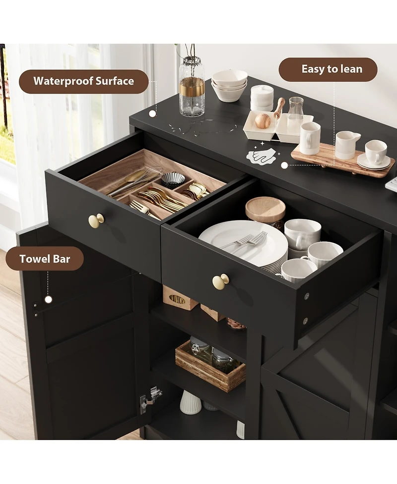 Gaomon Shoe Storage Cabinet with Doors and Drawers, 42'' Tall Modern Shoe Cabinet with 3 Adjustable Shelves and Stable Base