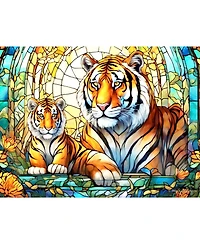 SunsOut Stained Glass Zoo Tigers 500 piece Jigsaw Puzzle for Adults