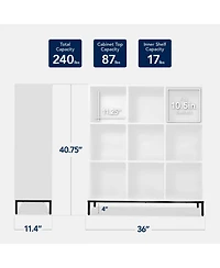 Best Choice Products Elevated 9-Cube Storage Organizer, 11in Shelf, Bookcase, Display w/ Metal Legs