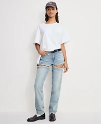 Good American Women's Icon Straight Diamond Details Jeans