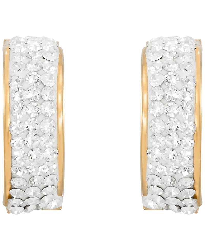 Macy's High Polished Pave Crystal Hoop Earrings (1/2 ct. t.w.) in 14k Yellow Gold Over Sterling Silver