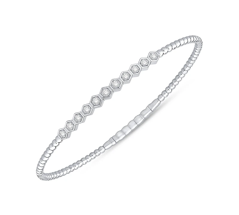 Macy's Diamond Flexible Bangle Bracelet (1/4 ct. t.w.) in Sterling Silver