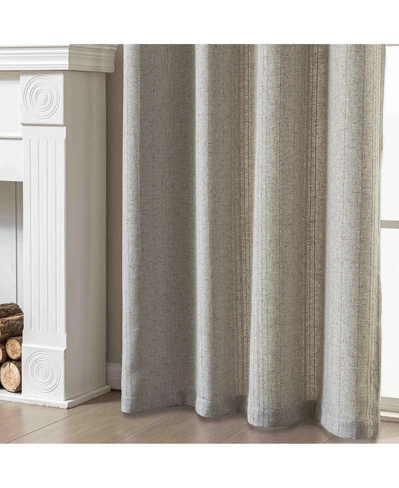 Awesome Home Linen Blend Solid Striped Room Darkening Curtains Pair