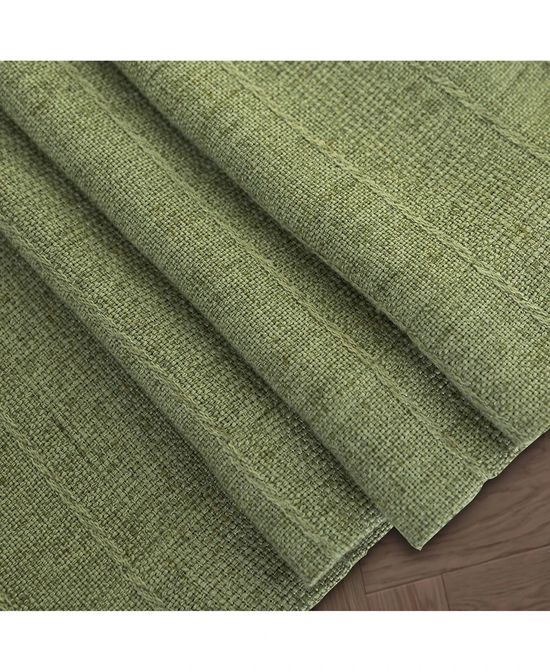 Awesome Home Linen Blend Solid Striped Room Darkening Curtains Pair
