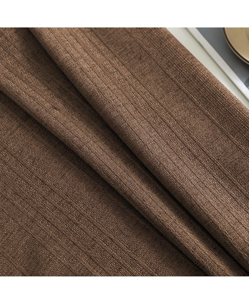 Awesome Home Linen Blend Solid Striped Room Darkening Curtains Pair