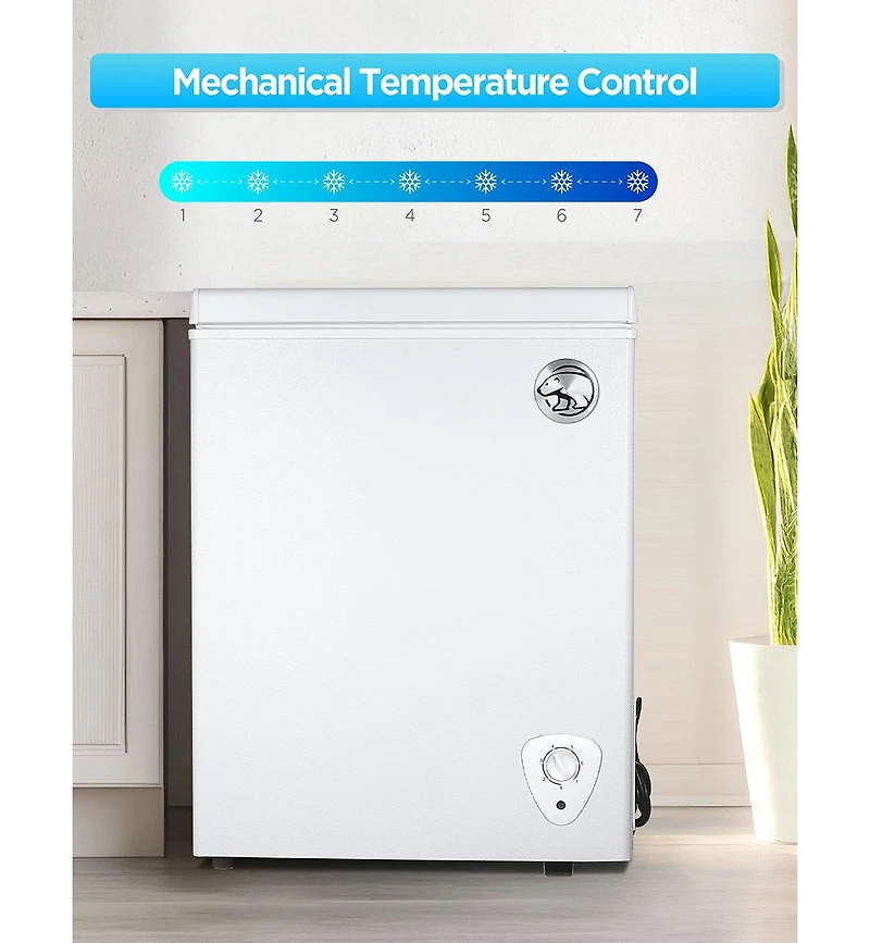 Commercial Cool 1.8 Cu. Ft. Compact Chest Freezer, Textured Finish, Deep Freezer for Frozen Food Storage, White