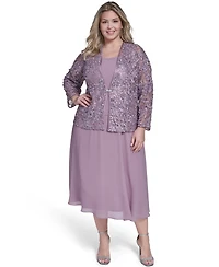 Jessica Howard Plus Soutache Jacket and Fit & Flare Dress, 2-Piece Set