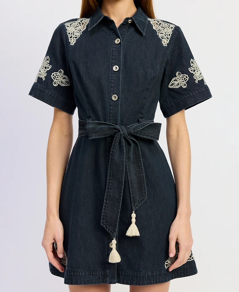 En Saison Women's Natalia Button Front Collared Mini Dress