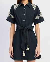 En Saison Women's Natalia Button Front Collared Mini Dress