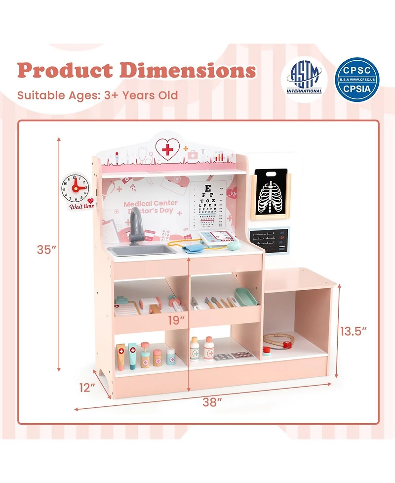 Skonyon Wooden Doctor Playset with 24 Accessories and Storage