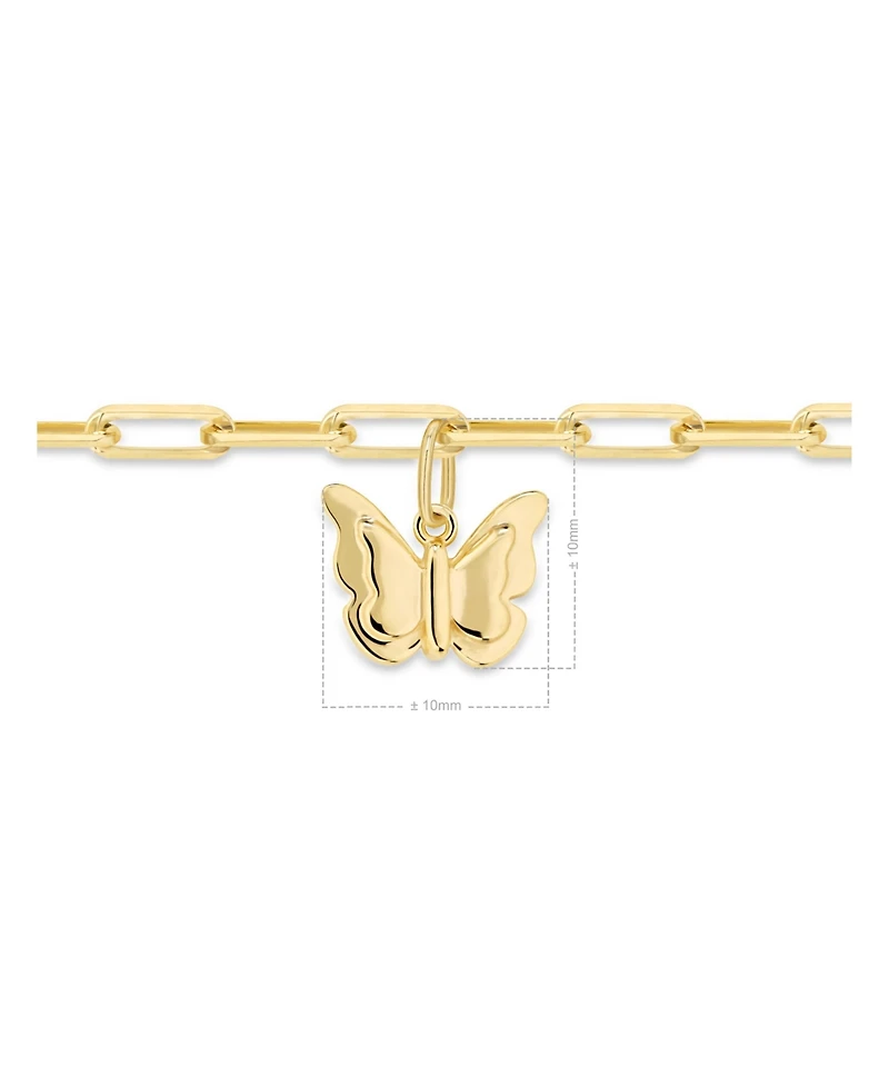 Devata Butterfly Charm with Paperclip Chain Bracelet in 14K Gold, 7.5 in, approx. 3.1 grams.